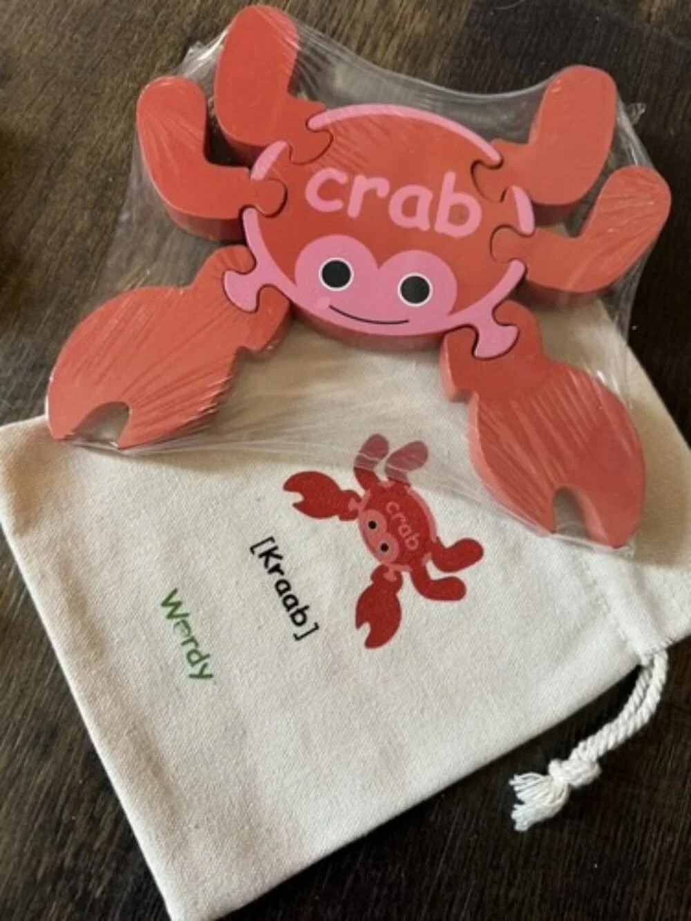 Wordy Bilingual Puzzle Set Toddlers 3 Sea Creatures Toy 2-Sided